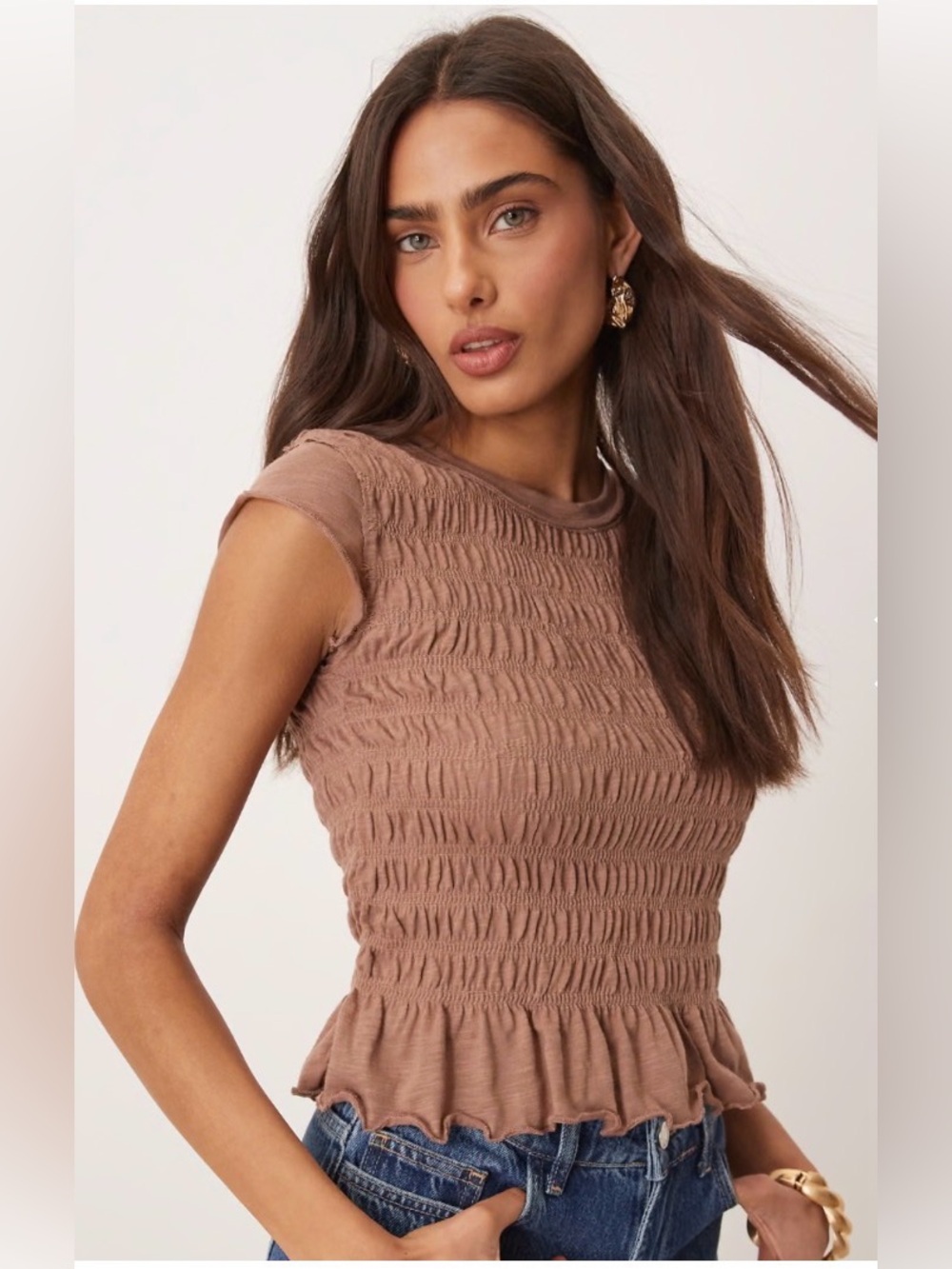 FREE PEOPLE x We The Free Sylvie Tee in praline size large